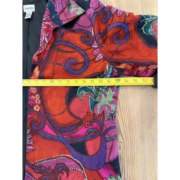 Chico's Colorful Artsy Floral Print Silk Blend Career Office Jacket Women XL - Picture 4 of 6